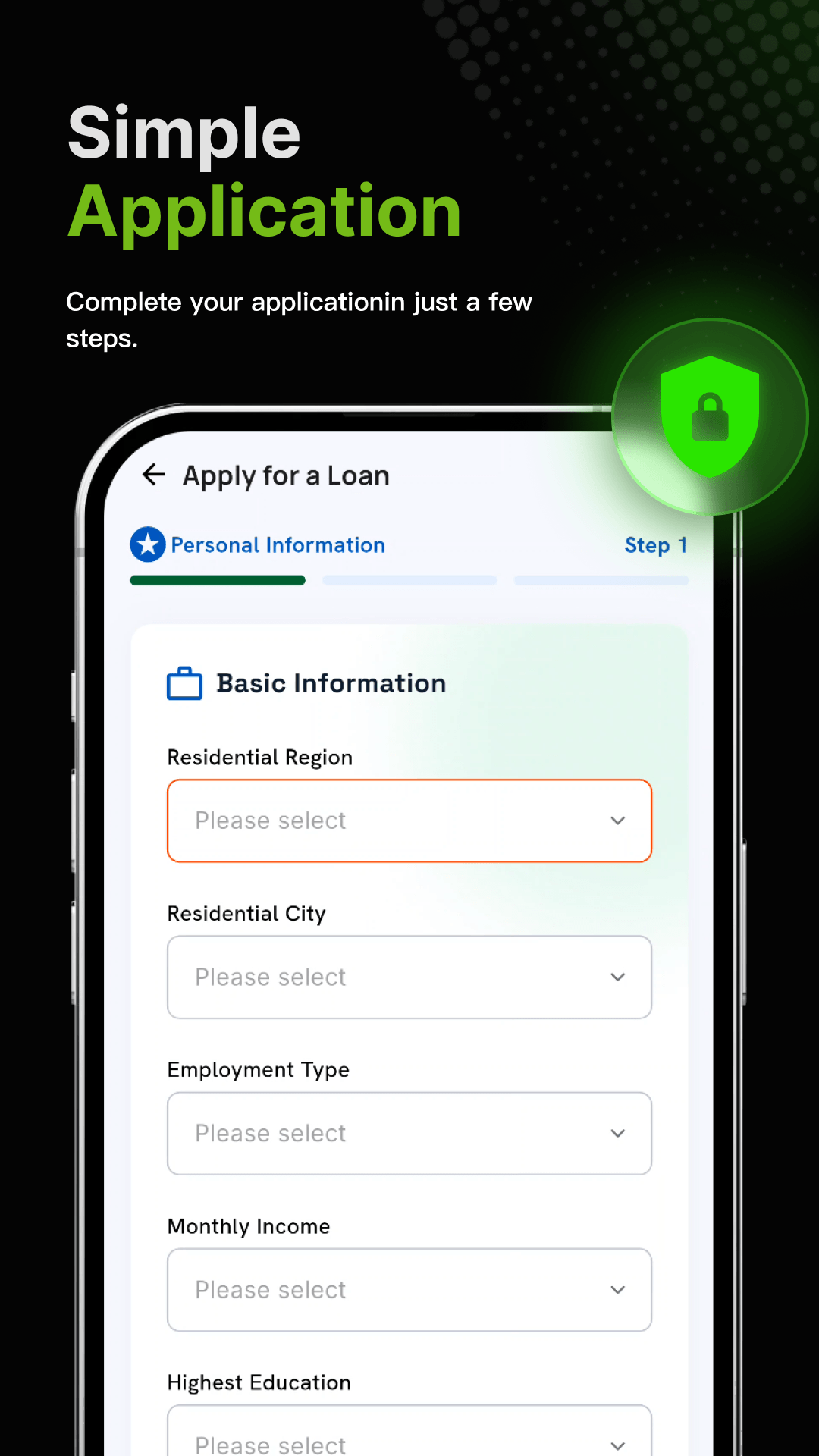 Peak Loan application — Simple Application form